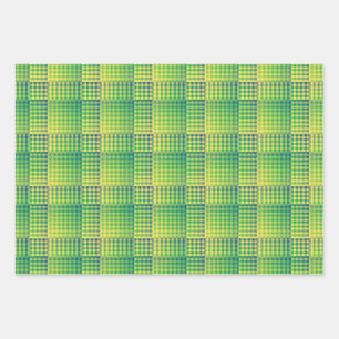 Green Blue Checker Abstract Pattern Wrapping Paper Sheets
