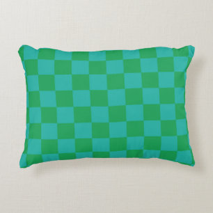 Green Blue Checkered Gingham Pattern Accent Pillow