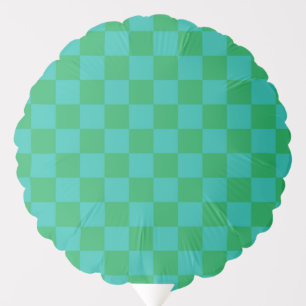 Green Blue Checkered Gingham Pattern Balloon