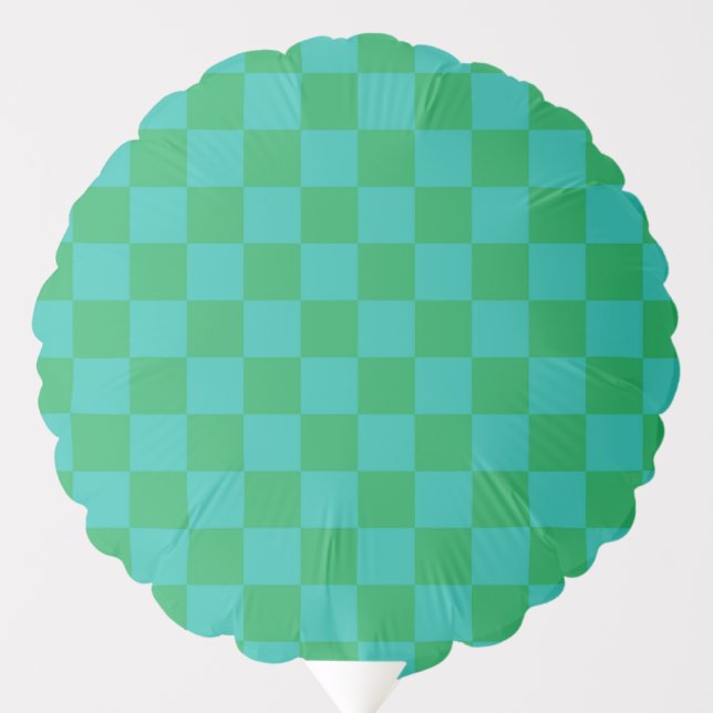 Green Blue Checkered Gingham Pattern Balloon (Front)