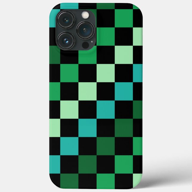 Green Blue Checkered Gingham Pattern Case-Mate iPhone Case (Back)