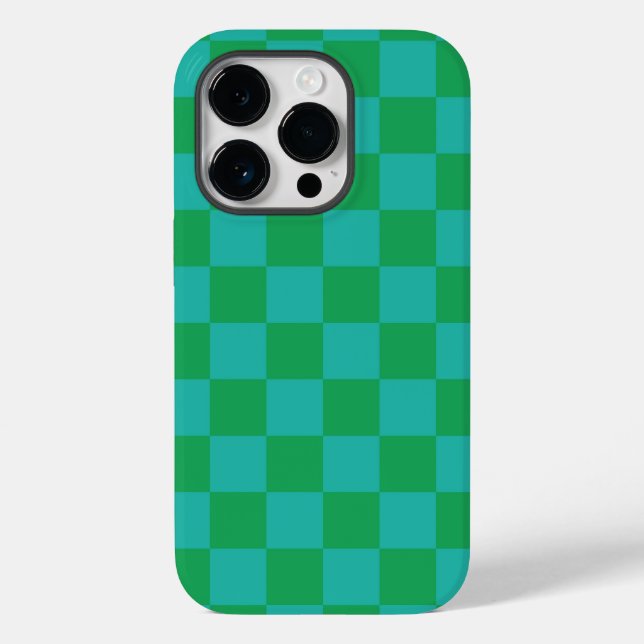 Green Blue Checkered Gingham Pattern Case-Mate iPhone Case (Back)