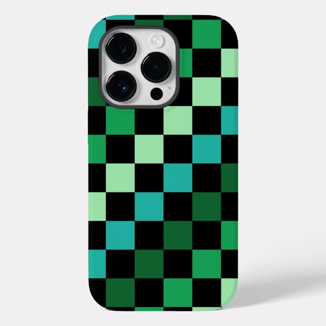 Green Blue Checkered Gingham Pattern Case-Mate iPhone Case (Back)