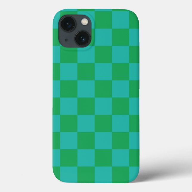 Green Blue Checkered Gingham Pattern Case-Mate iPhone Case (Back)