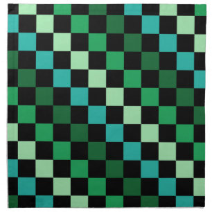 Green Blue Checkered Gingham Pattern Cloth Napkin
