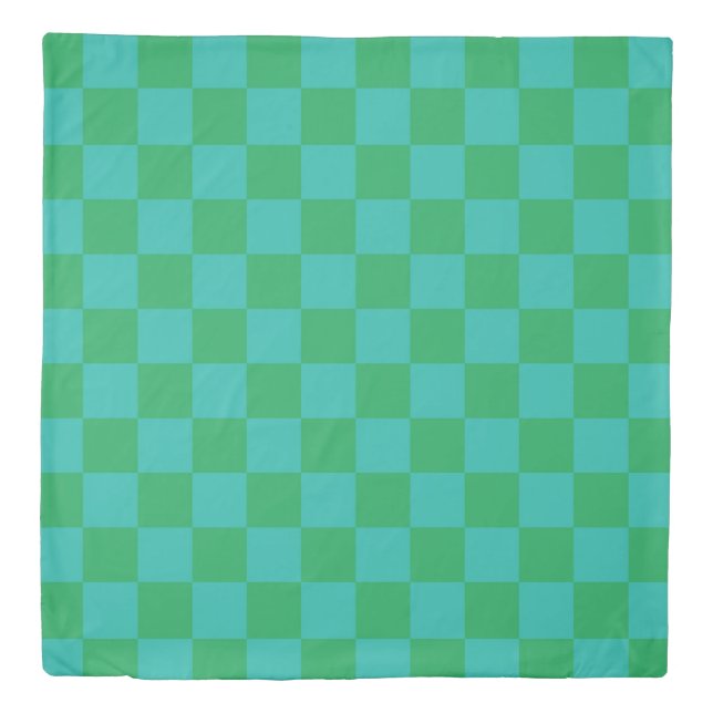 Green Blue Checkered Gingham Pattern Duvet Cover (Front)