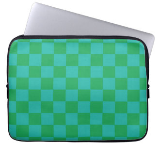 Green Blue Checkered Gingham Pattern Laptop Sleeve