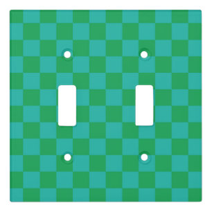 Green Blue Checkered Gingham Pattern Light Switch Cover