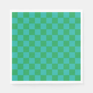 Green Blue Checkered Gingham Pattern Napkins