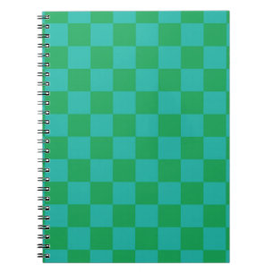 Green Blue Checkered Gingham Pattern Notebook