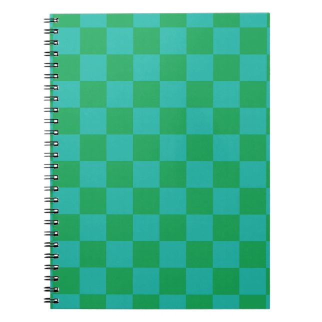 Green Blue Checkered Gingham Pattern Notebook (Front)
