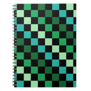 Green Blue Checkered Gingham Pattern Notebook
