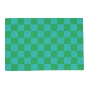 Green Blue Checkered Gingham Pattern Placemat