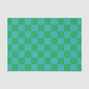 Green Blue Checkered Gingham Pattern Tissue Paper