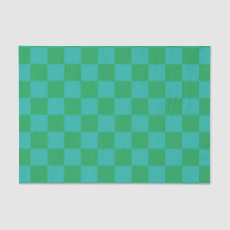 Green Blue Checkered Gingham Pattern Tissue Paper