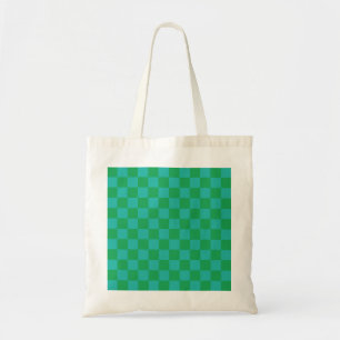 Green Blue Checkered Gingham Pattern Tote Bag