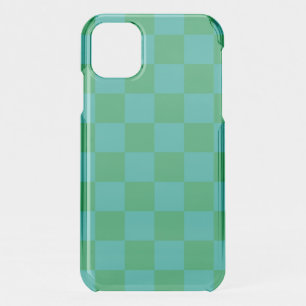 Green Blue Checkered Gingham Pattern iPhone 11 Case