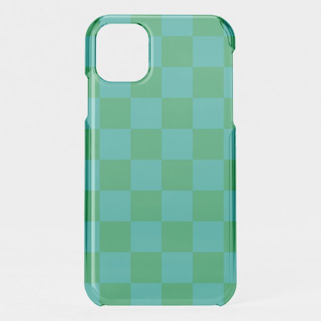 Green Blue Checkered Gingham Pattern Uncommon iPhone Case (Back)