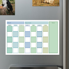 Green Blue Checkered Monthly Planner Magnetic Dry Erase Sheet