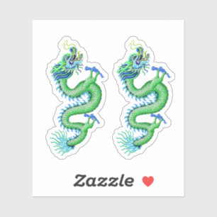Green & Blue Chinese Dragon Sticker