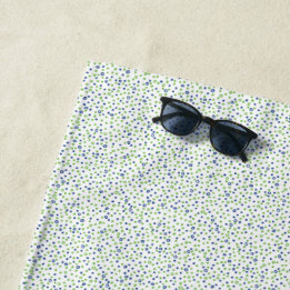 Green Blue Circles and Dots Beach Towel