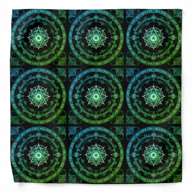 Green/Blue Circular Symbol Design Bandana (Front)