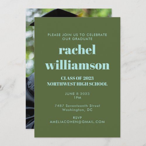 Green Blue Class of 2024 Photo Graduation Party Invitation