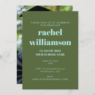 Green Blue Class of 2025 Photo Graduation Party Invitation