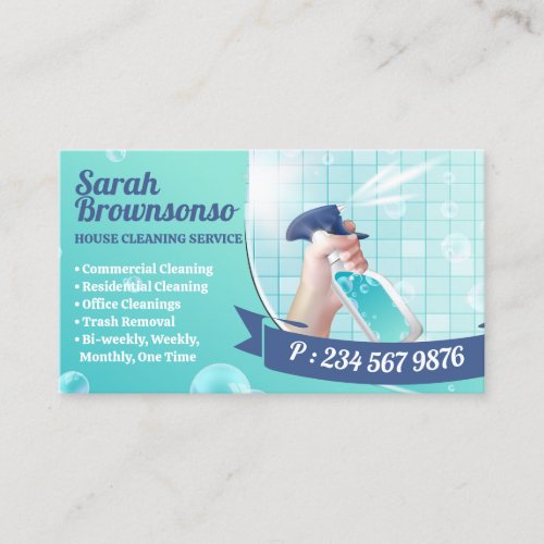Green Blue Cleaning Wash Spray Business Card