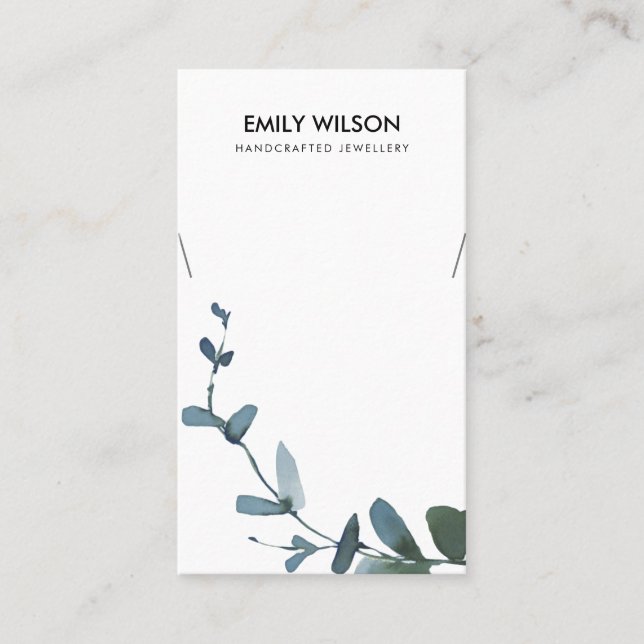 GREEN BLUE COIN EUCALYPTUS FAUNA NECKLACE DISPLAY BUSINESS CARD (Front)
