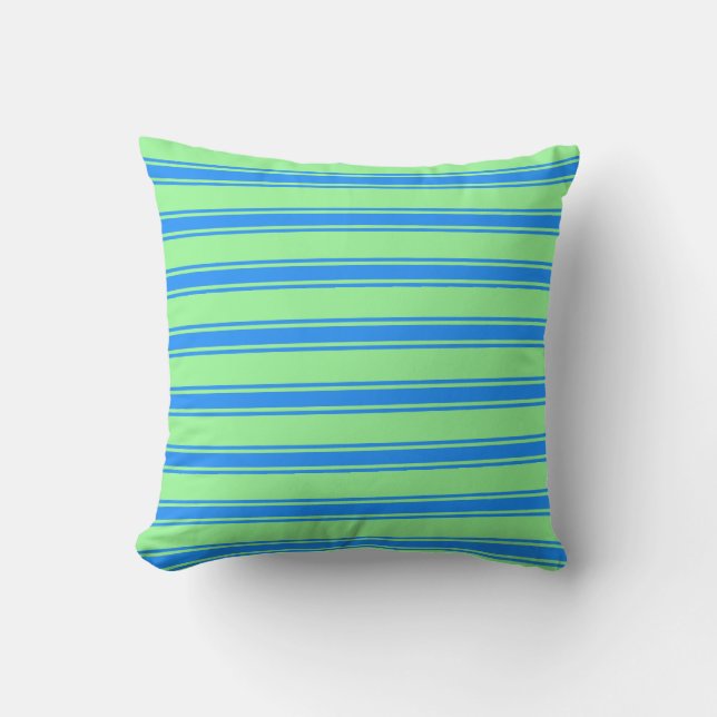 Green & Blue Colored Striped/Lined Pattern Pillow (Front)