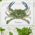 Green Blue Crab Nautical Coastal Kitchen Towel<br><div class="desc">Green Blue Crab Nautical Coastal kitchen towel</div>
