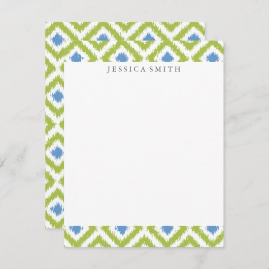 Green Blue Diamonds Ikat Pattern (Front/Back)