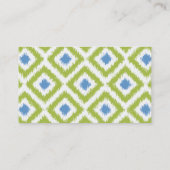 Green Blue Diamonds Ikat Pattern Calling Card (Back)
