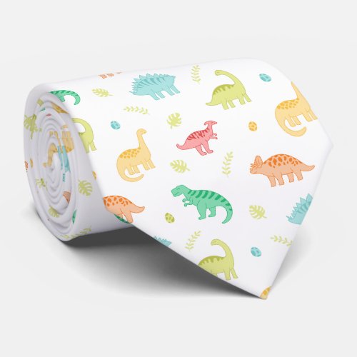 Green Blue Dinosaur Pattern Custom Name Neck Tie