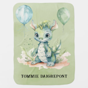 Green Blue Dragon Boy Baby Shower Custom Blanket