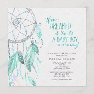 Green/Blue Dreamcatcher Baby Shower Invitation
