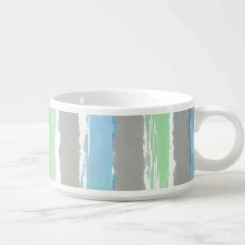 Green Blue Driftwood Gray Watercolor Stripes Bowl