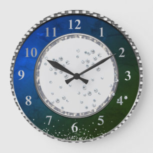 Green Blue Emerald  Merry Christmas    Large Clock