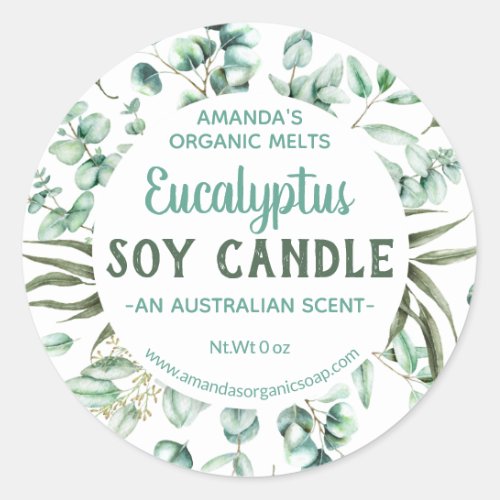 Green Blue Eucalyptus Infused Soy Candle Labels