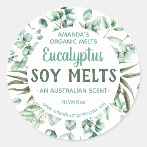 Green Blue Eucalyptus Infused Soy Wax Melt Labels