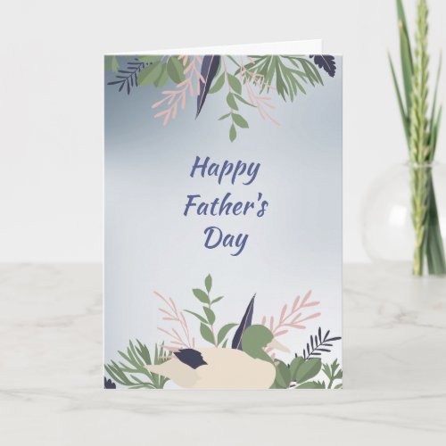 Green Blue Ferns and Duck Fathers Day Card