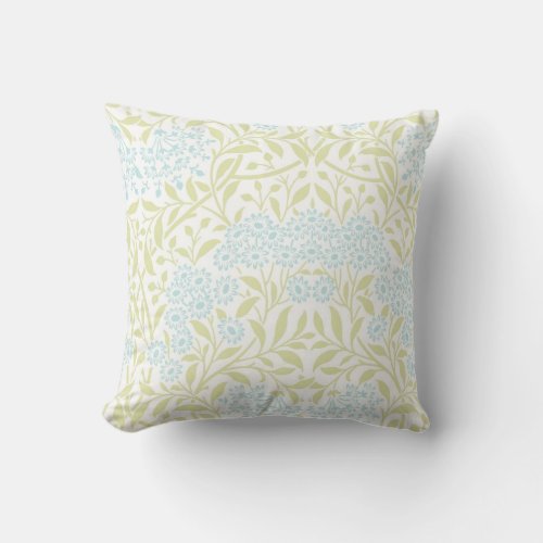 Green Blue Floral Damask Pattern Throw Pillow