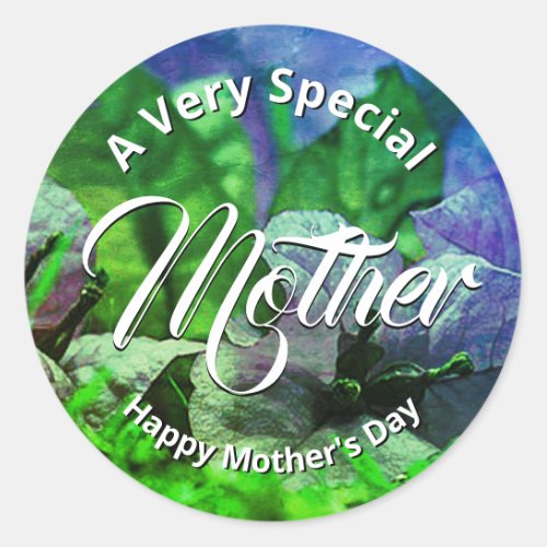 Green Blue Floral HAPPY MOTHERS DAY Customized Classic Round Sticker