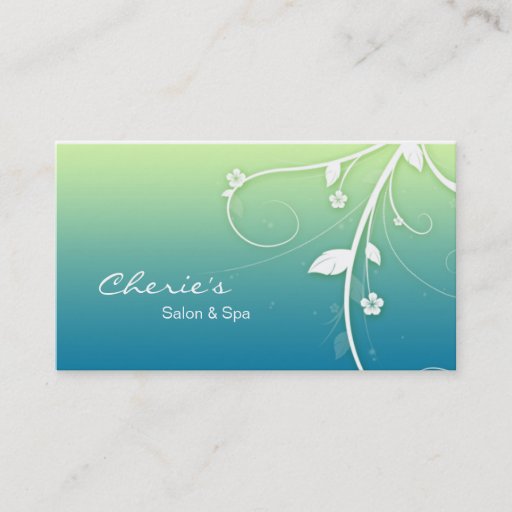 Customizable Green Blue Floral Swirls business card