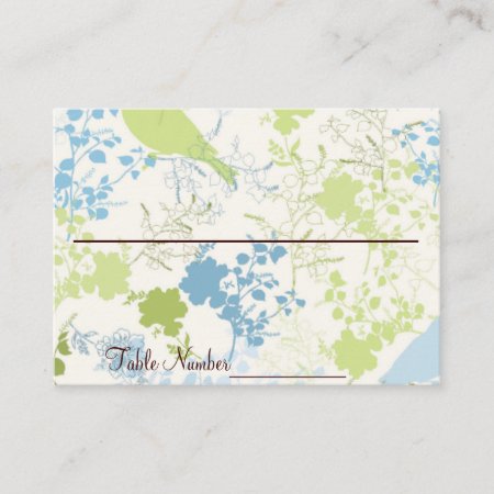 Green & Blue Floral Wedding Table Number Cards