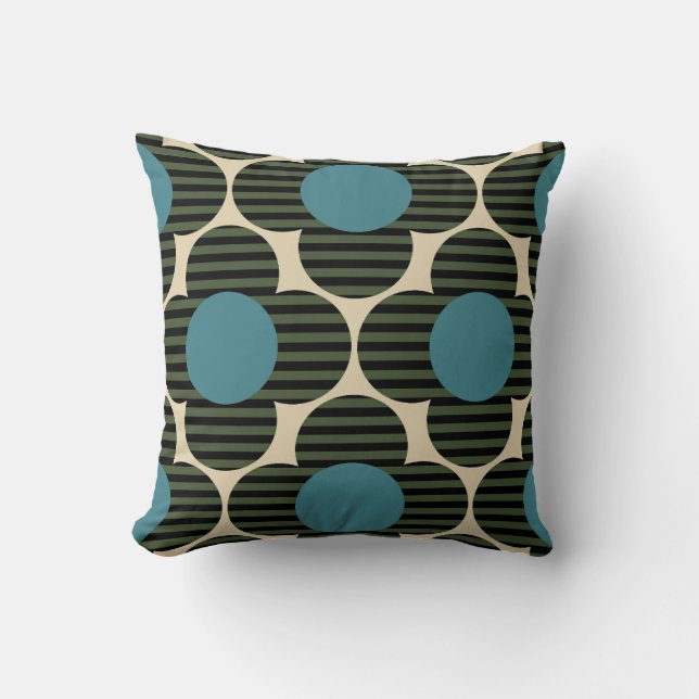 green blue flowers orla kiely throw pillow (Front)