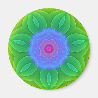 Green Blue Fractal Mandala Star Fridge Magnet