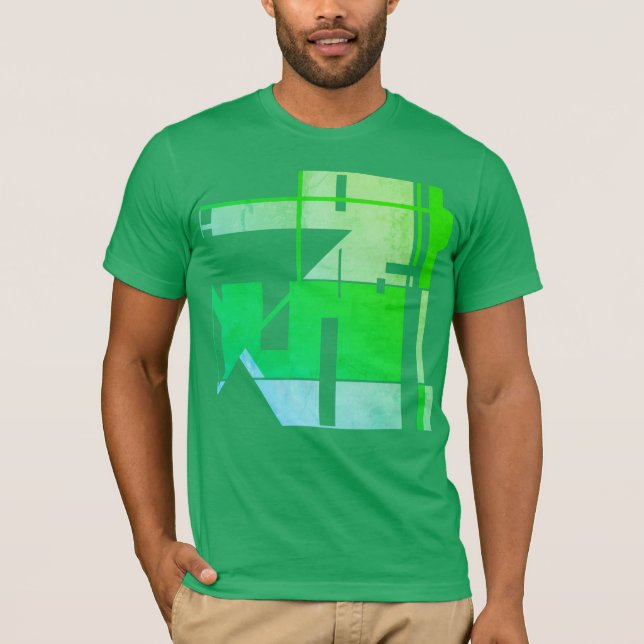 Green Blue Geometric Abstract Southwest Art Look T-Shirt (Front)