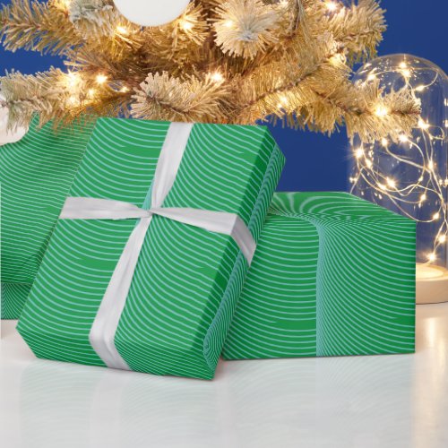 Green Blue Geometric Stripe Patterns Holiday Wrapping Paper